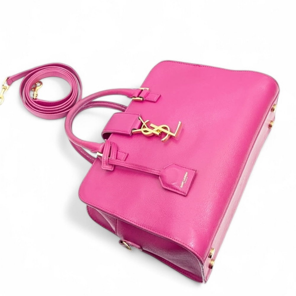 ✨️💎Authentic YSL Yves Saint Laurent Baby cabas Hot Pink Crossbody Bag - Picture 3 of 16
